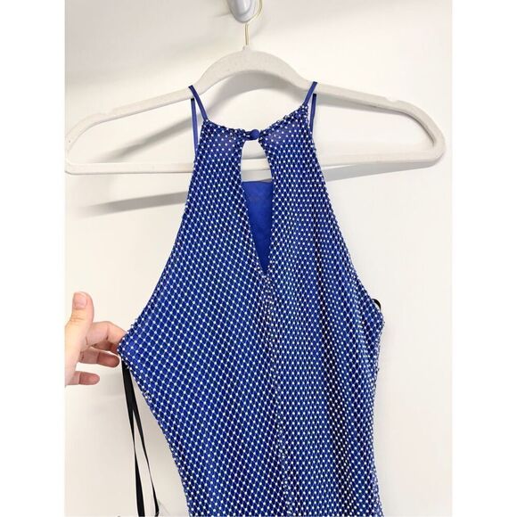 B Darlin‎ Halter Dress Size 5/6 Juniors Embellished Blue Maxi Gown NEW - Picture 6 of 9